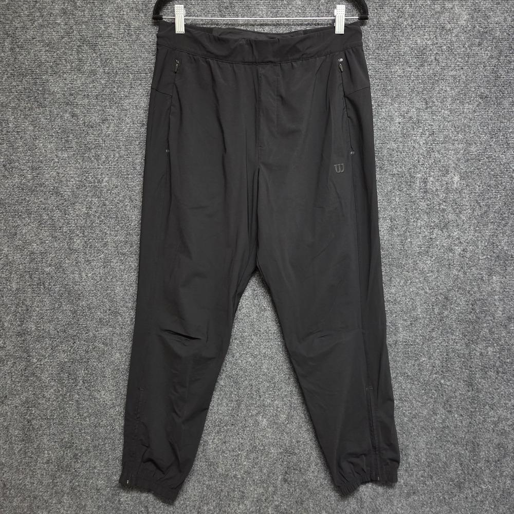 Wilson Joggers Mens Medium Black Performance Pants Taper Leg Ankle Zip Casual